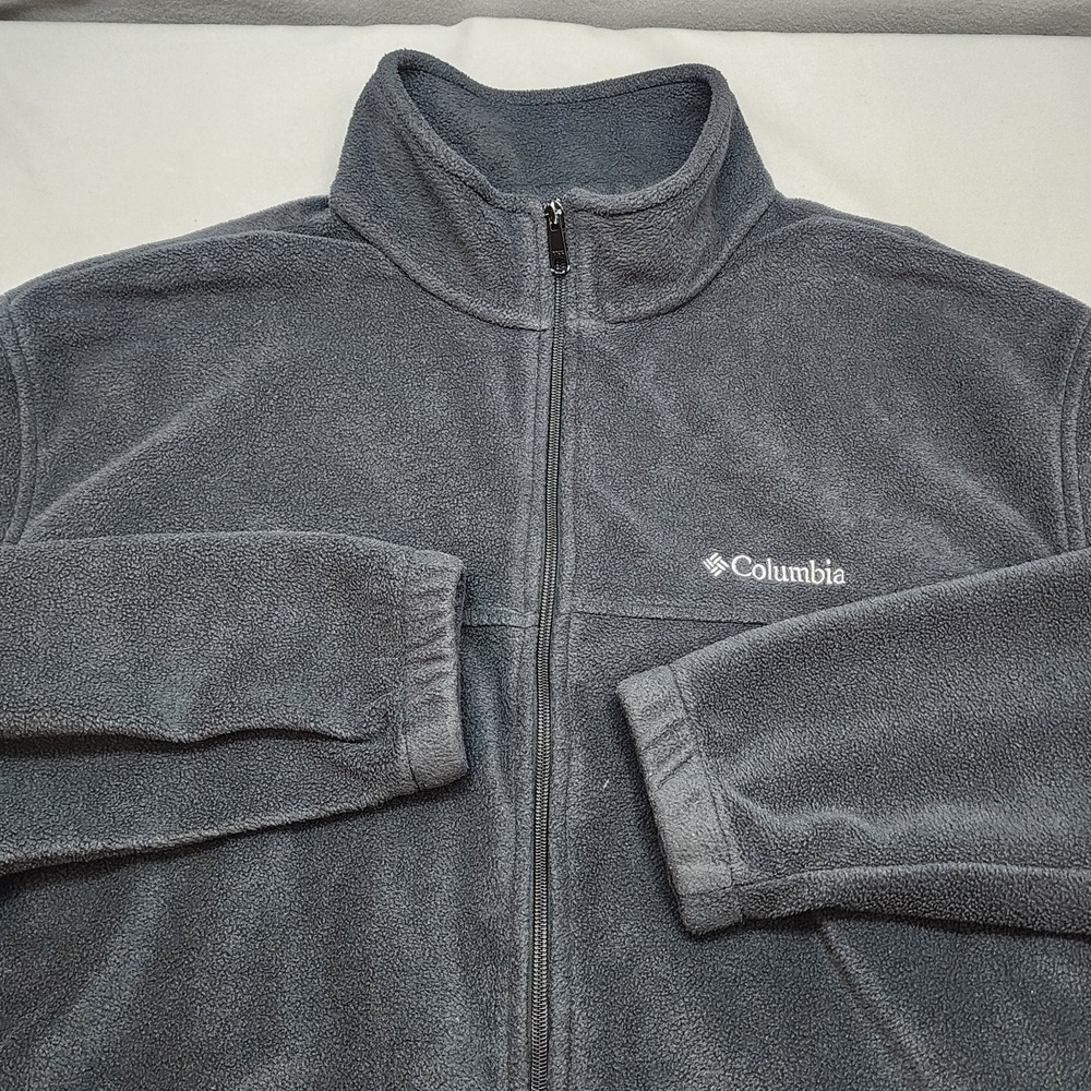 Columbia Fleece Jacket Charcoal Gray Full Zip Stand Collar Mens XXL